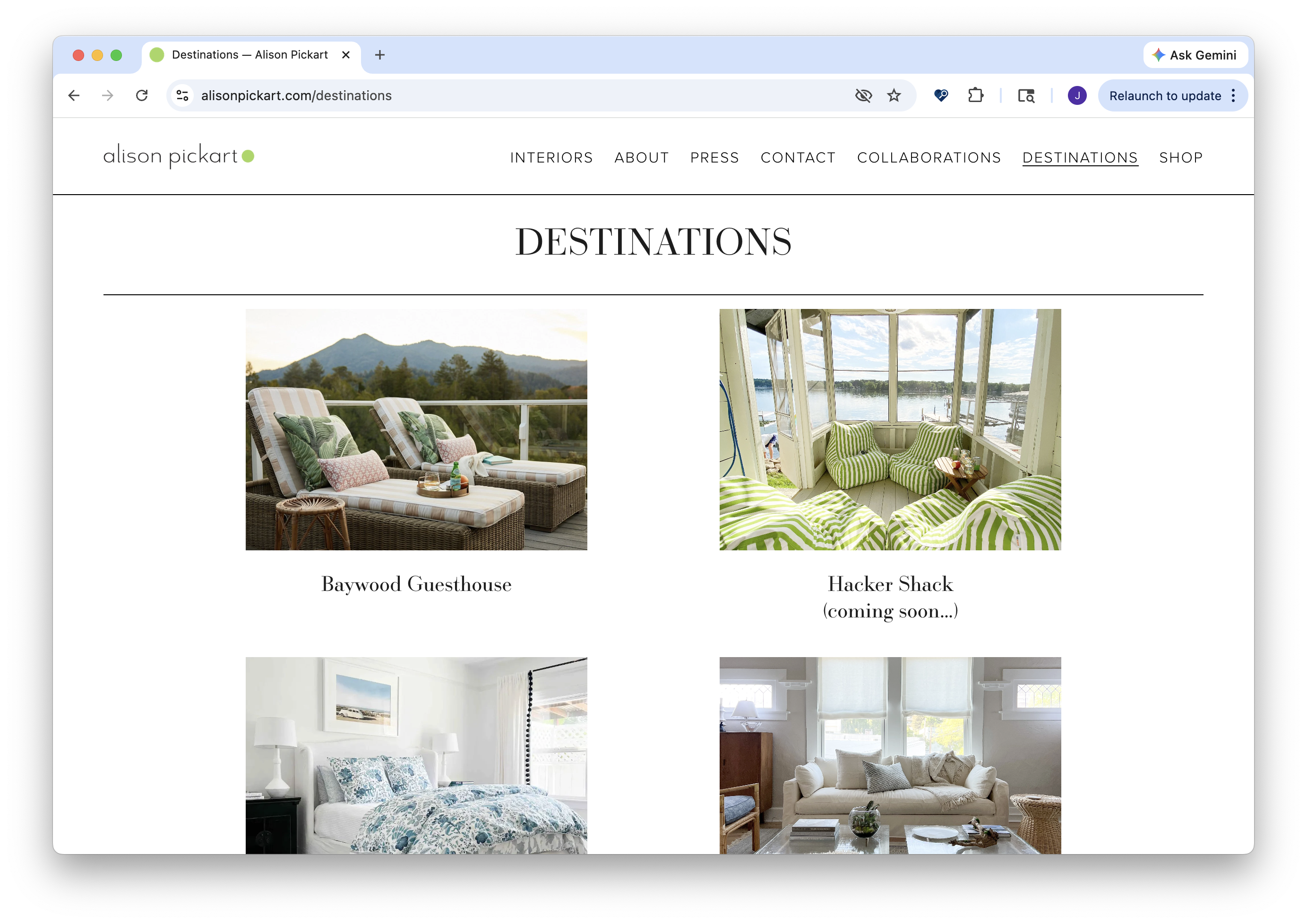 Alison Pickart — Destinations page