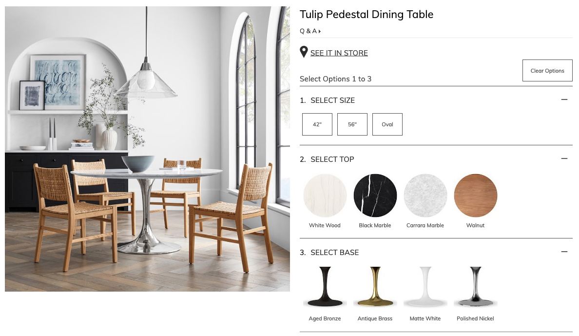 The consolidated Saarinen Table product page